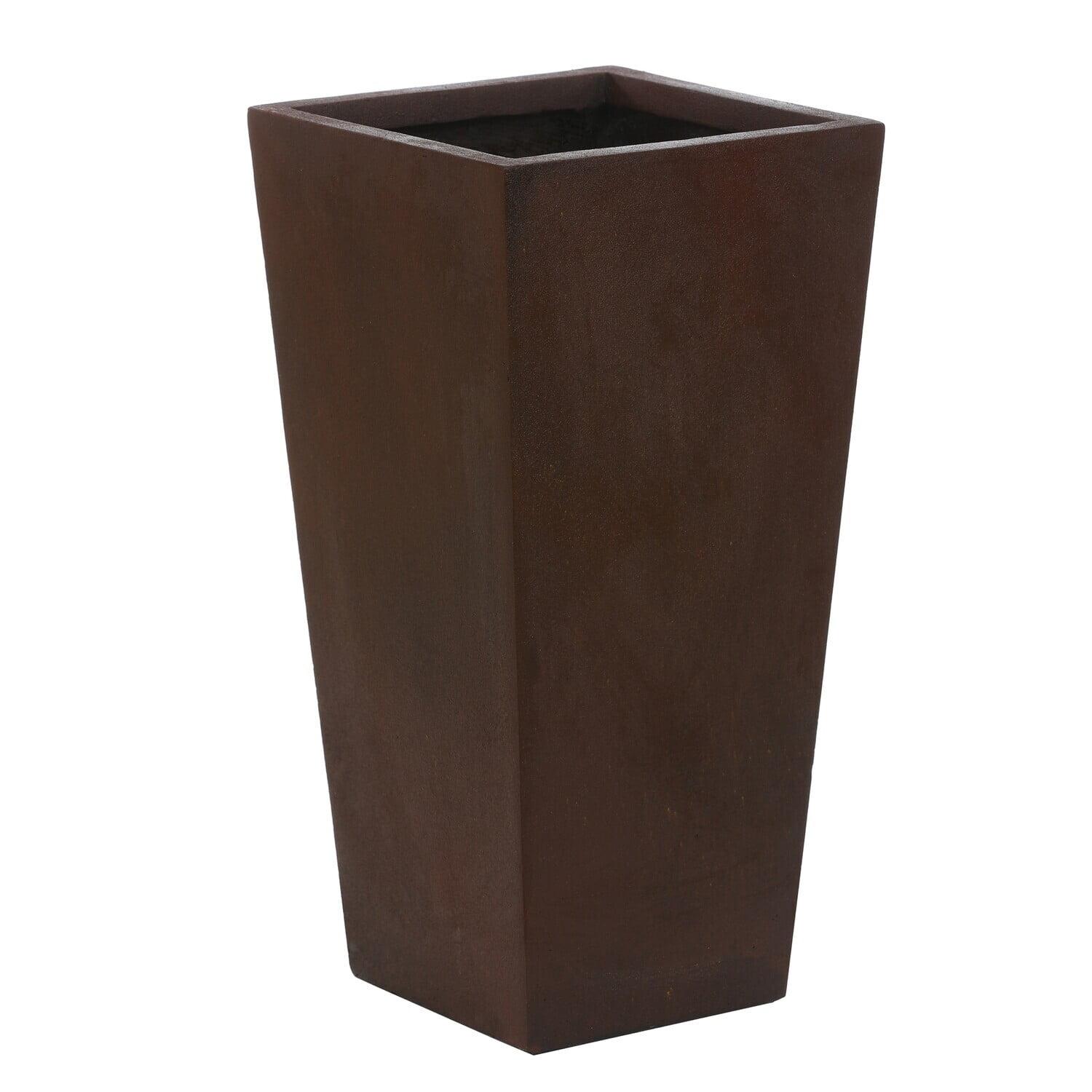 Rustic Brown Tall Square Tapered Planter