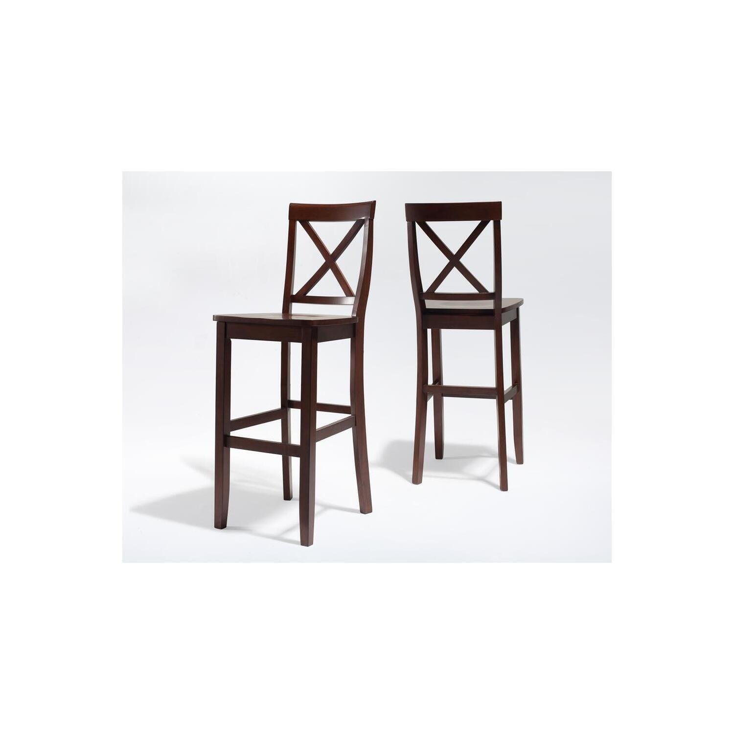Crosley 24" 2pc X-Back Counter Height Barstools Mahogany: Hardwood Frame, Spot Clean, Traditional Style