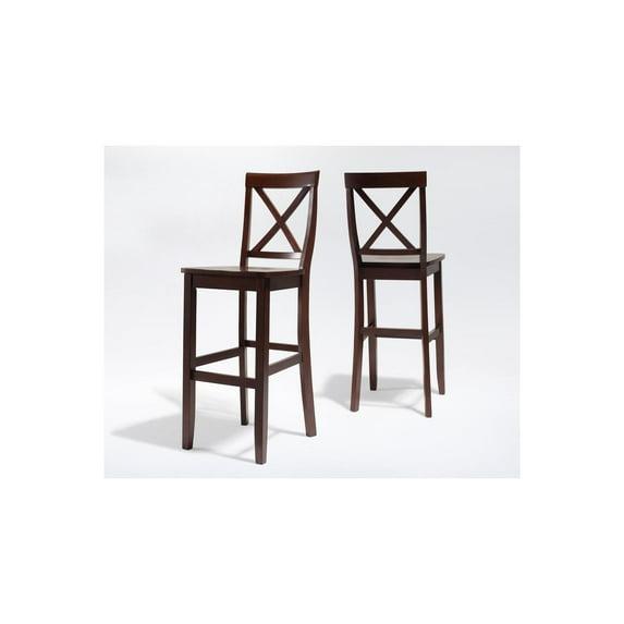 Crosley 24" 2pc X-Back Counter Height Barstools Mahogany: Hardwood Frame, Spot Clean, Traditional Style