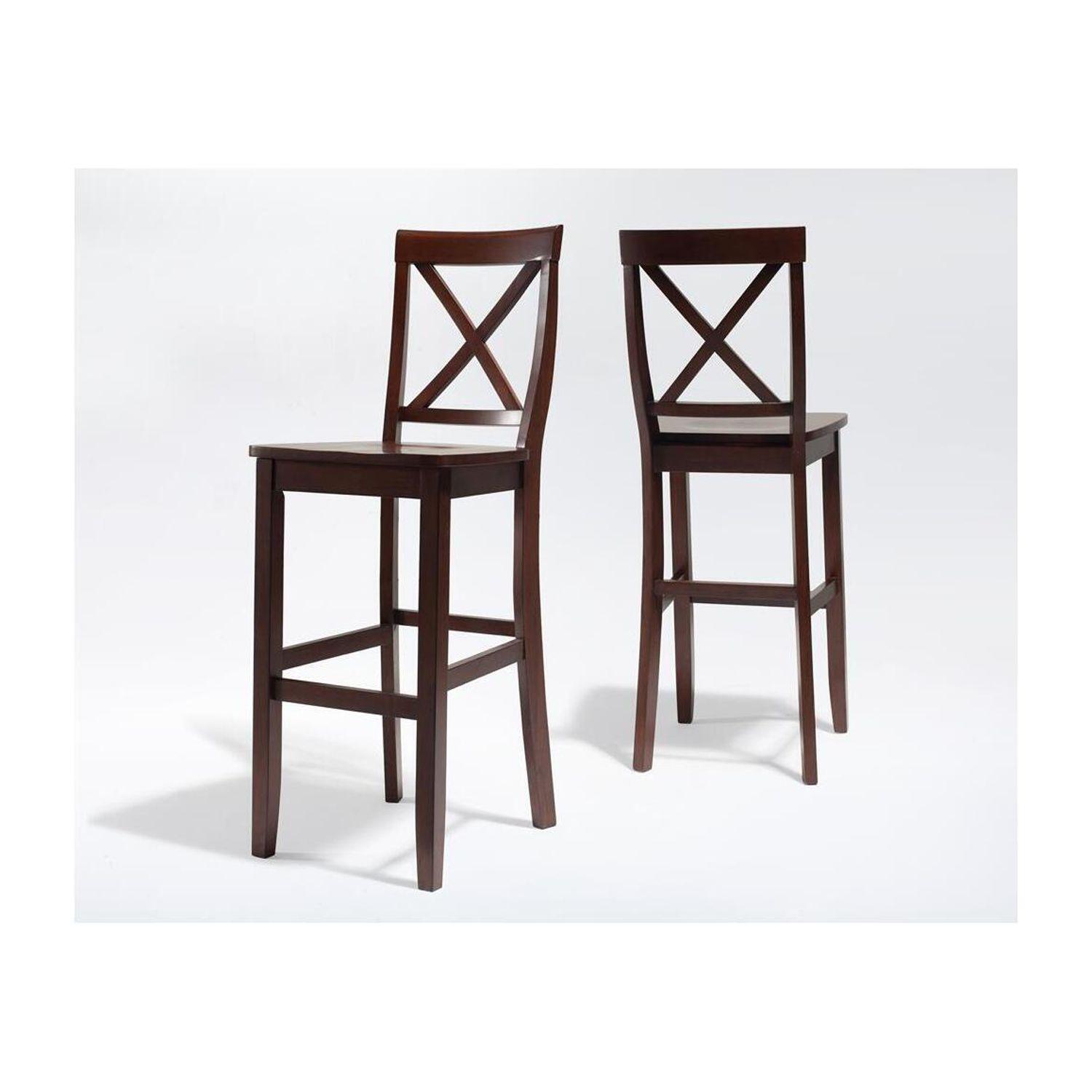 Crosley 24" 2pc X-Back Counter Height Barstools Mahogany: Hardwood Frame, Spot Clean, Traditional Style