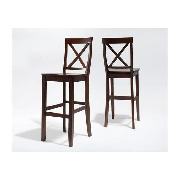 Crosley 24" 2pc X-Back Counter Height Barstools Mahogany: Hardwood Frame, Spot Clean, Traditional Style