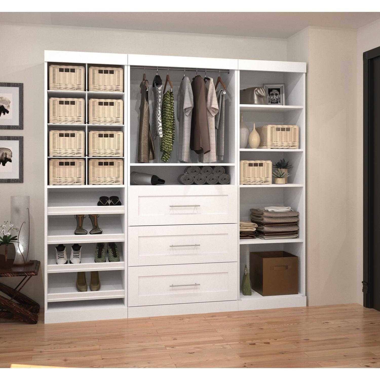 Bestar Pur 86W Closet Organizer with Drawers in White - Engineered Wood
