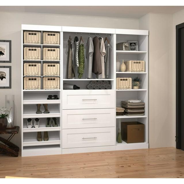 Bestar Pur 86W Closet Organizer with Drawers in White - Engineered Wood