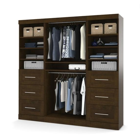 Bestar Pur 86W Closet Organizer with Drawers in Chocolate - Engineered Wood