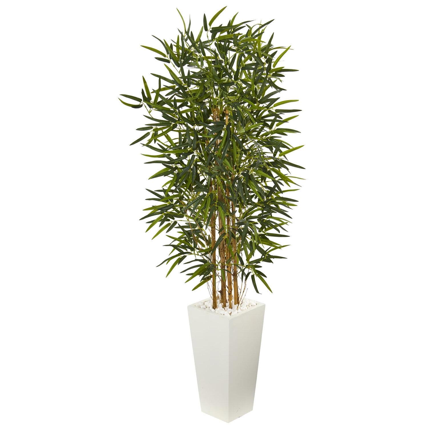 5.5ft Green Bamboo Artificial Tree in White Planter