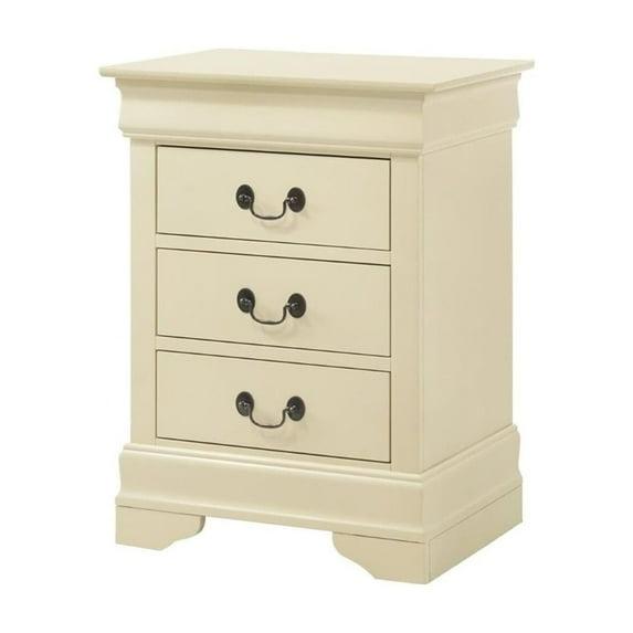 Passion Furniture Louis Philippe 3-Drawer Beige Nightstand (29 in. H x 21 in. W x 16 in. D)