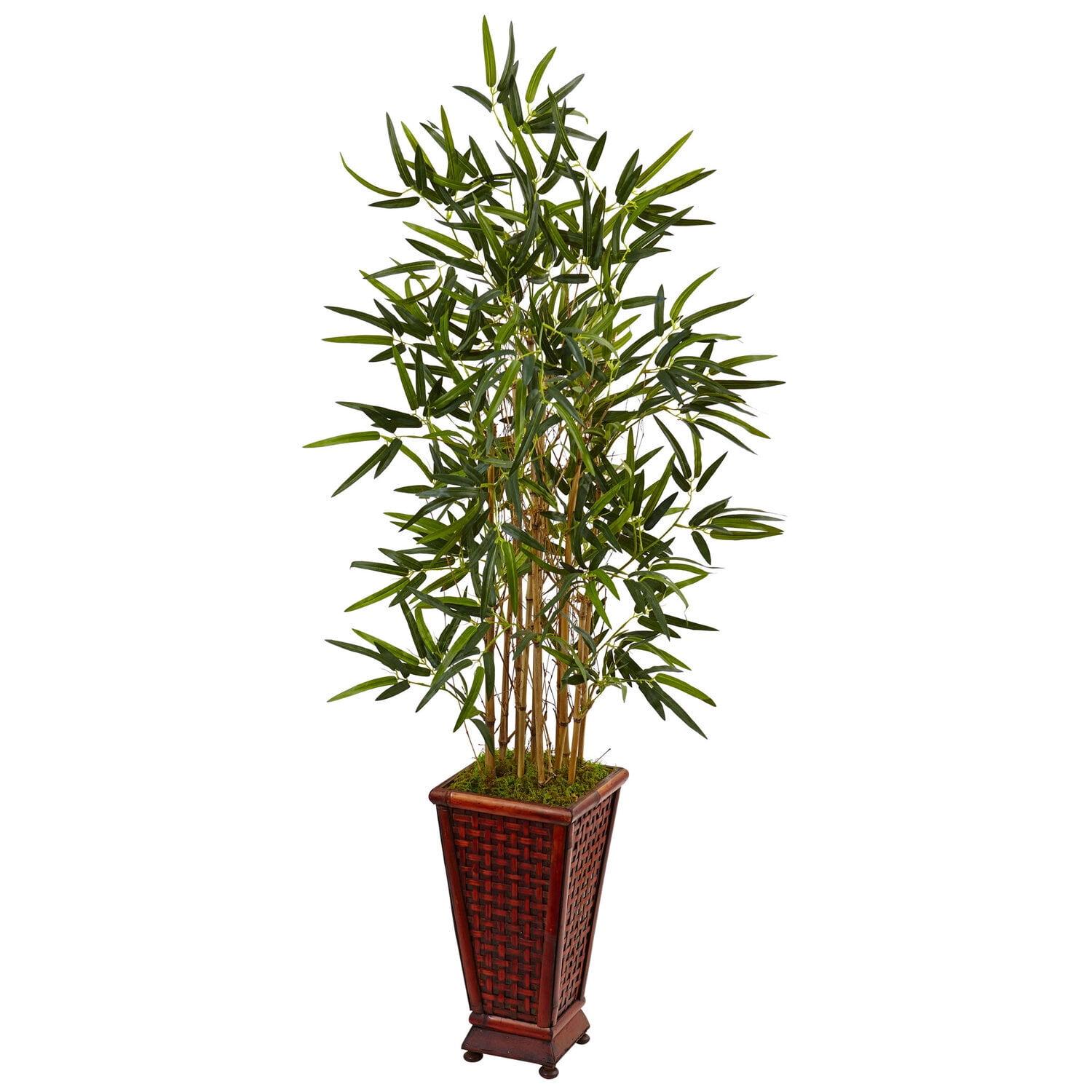 Lush Green 62" Silk Bamboo Topiary in Decorative Planter