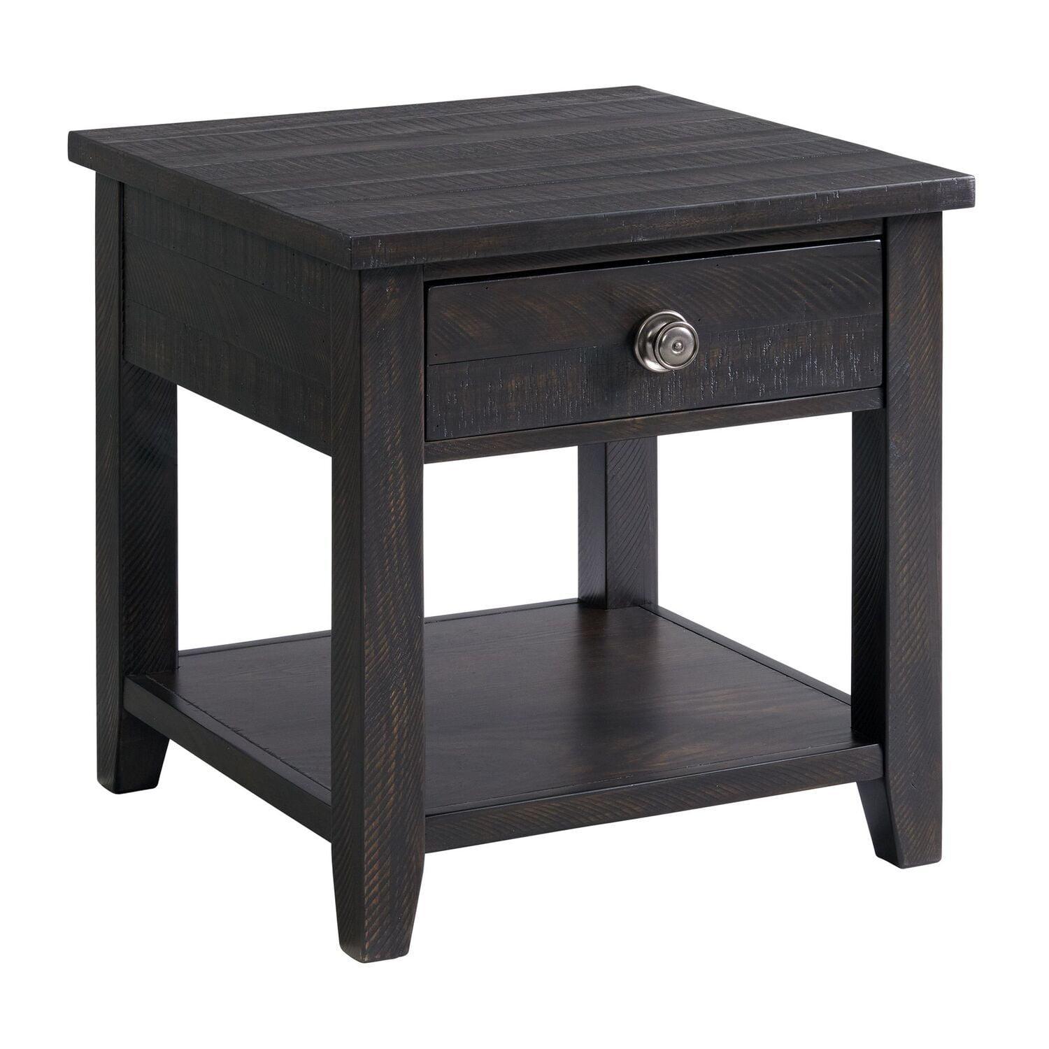 Picket House Furnishings Kahlil End Table with Drawer Espresso : Mid-Century Modern, Acacia & Pine Frame, Spot Clean