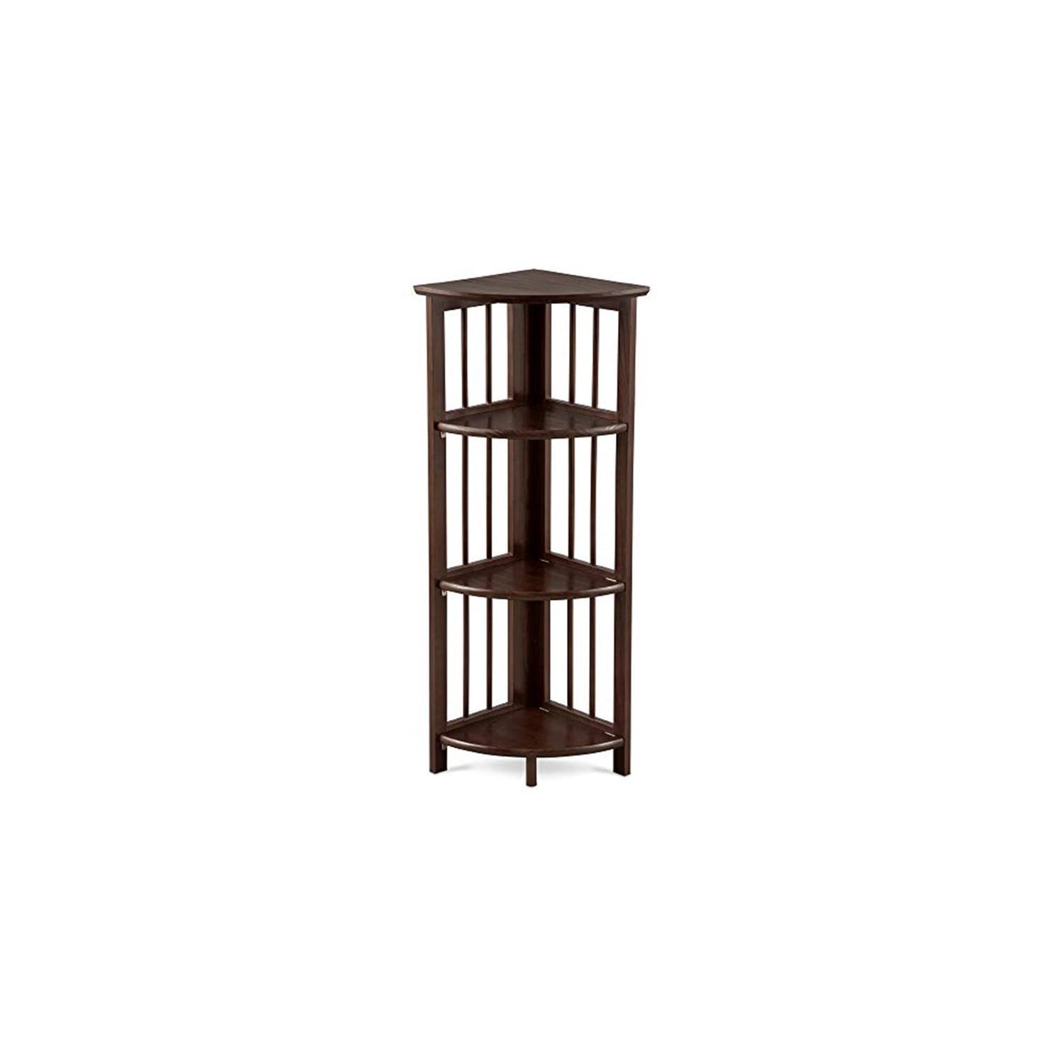 Betterbeds 4-Shelf Corner Folding Bookcase Folding, Wood/Multicolor, 10.25 lbs