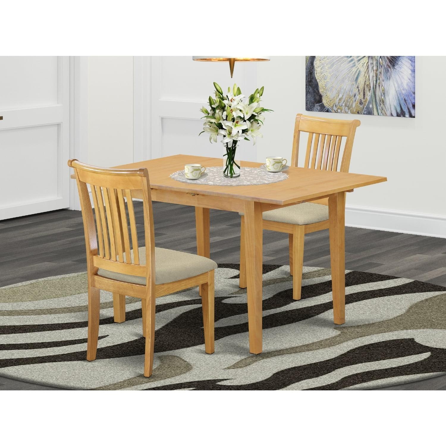 Dinette Table Set 3 Piece - Kitchen Table with Chairs, Small Space Dining Set, Oak Finish