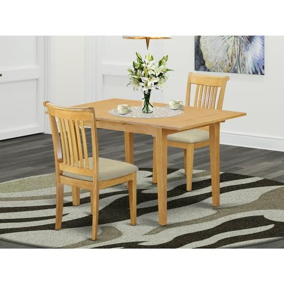 Dinette Table Set 3 Piece - Kitchen Table with Chairs, Small Space Dining Set, Oak Finish