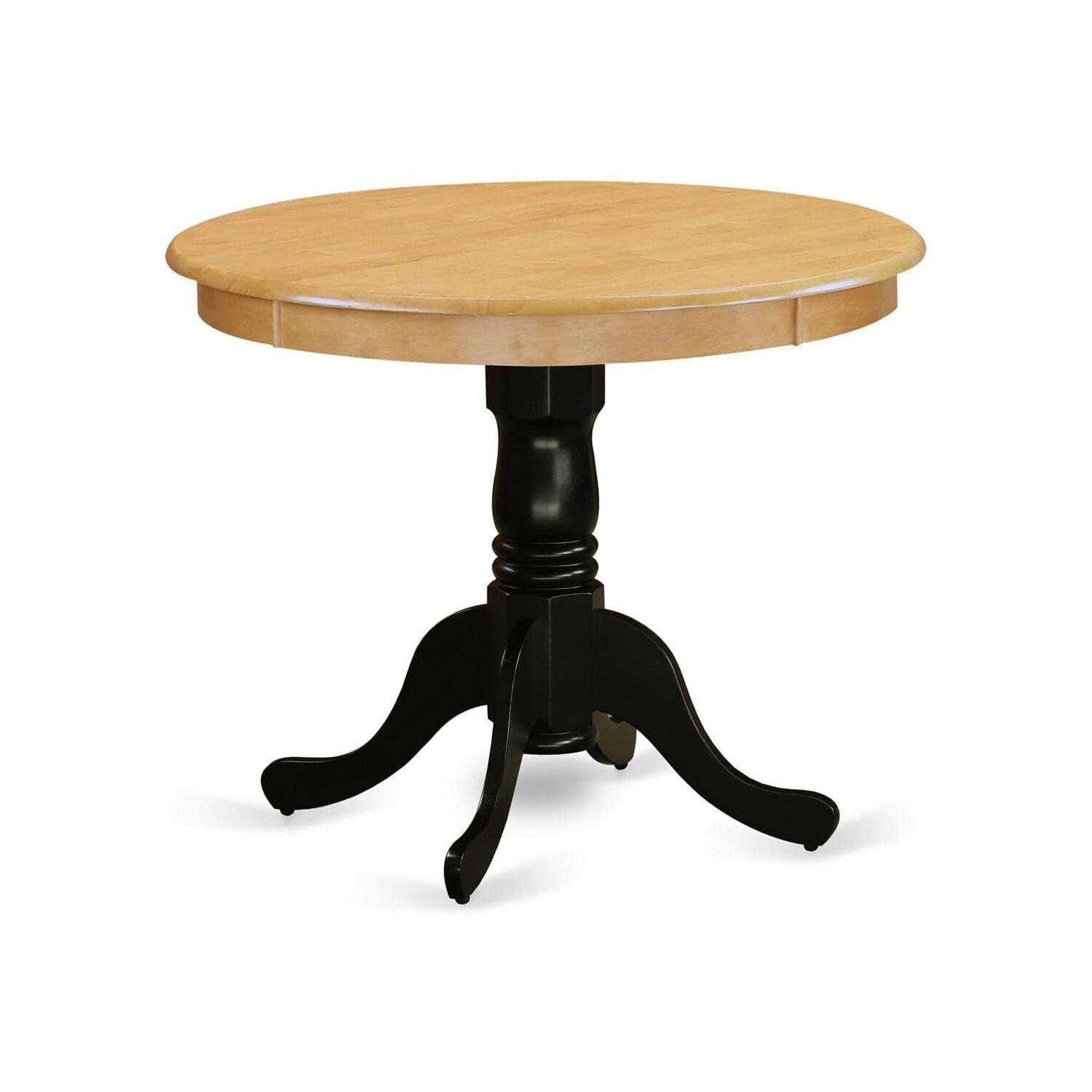 East West Furniture Antique 36" Round Wood Dining Table in Oak/Black