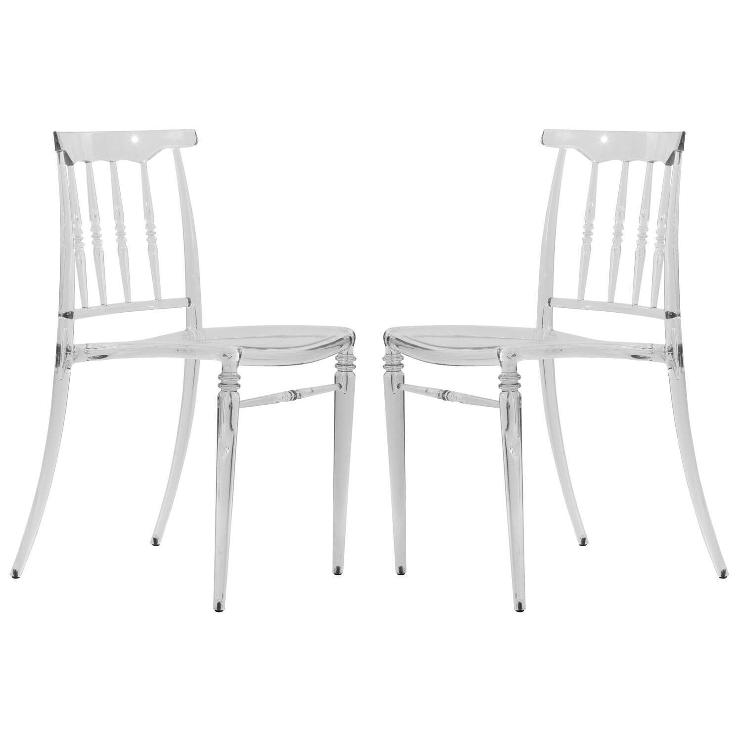 Elegant Spindle Clear Lucite Modern Dining Chair Set