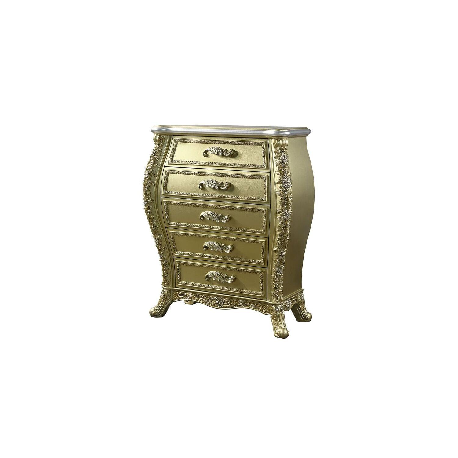 Gold 46" Glam Wood Composite 5-Drawer Chest with Felt Lined Drawers