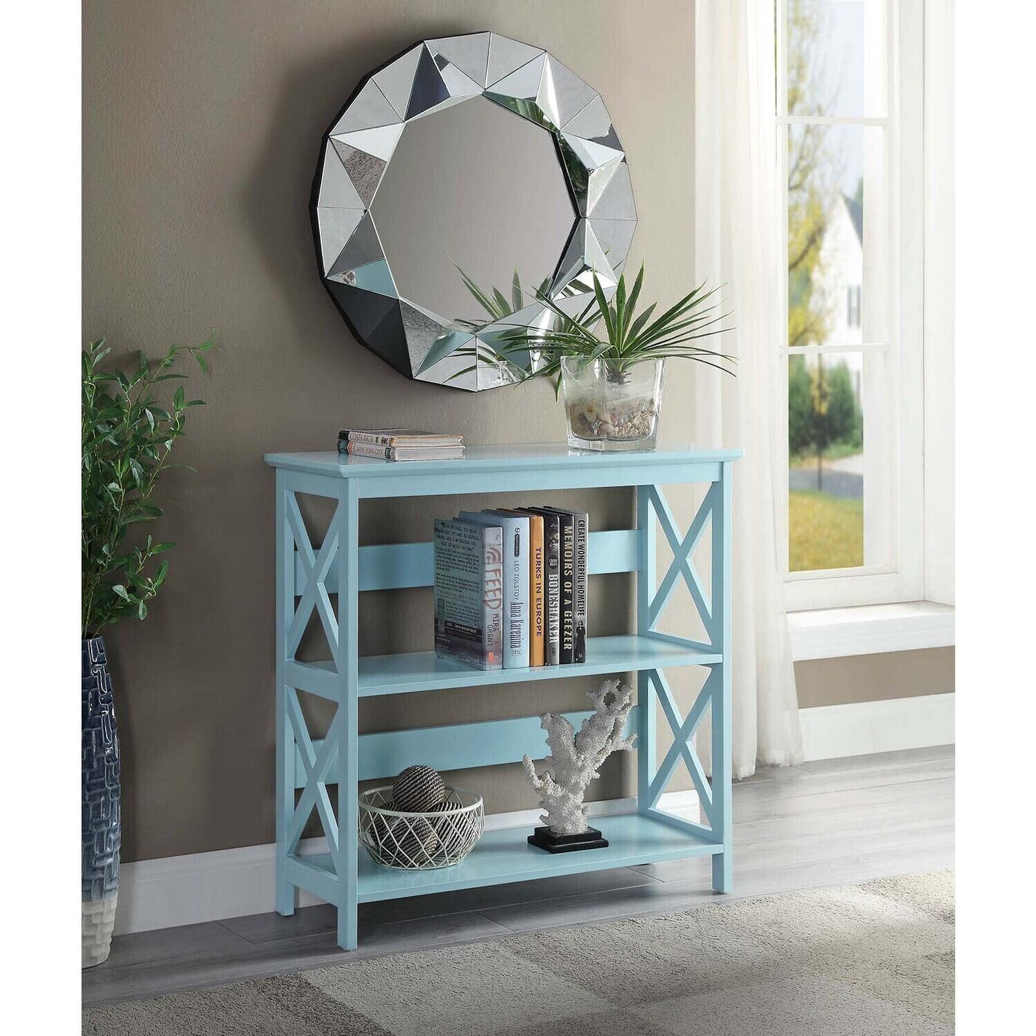 Convenience Concepts Oxford Three-Tier Bookcase in Mint Green Wood Finish