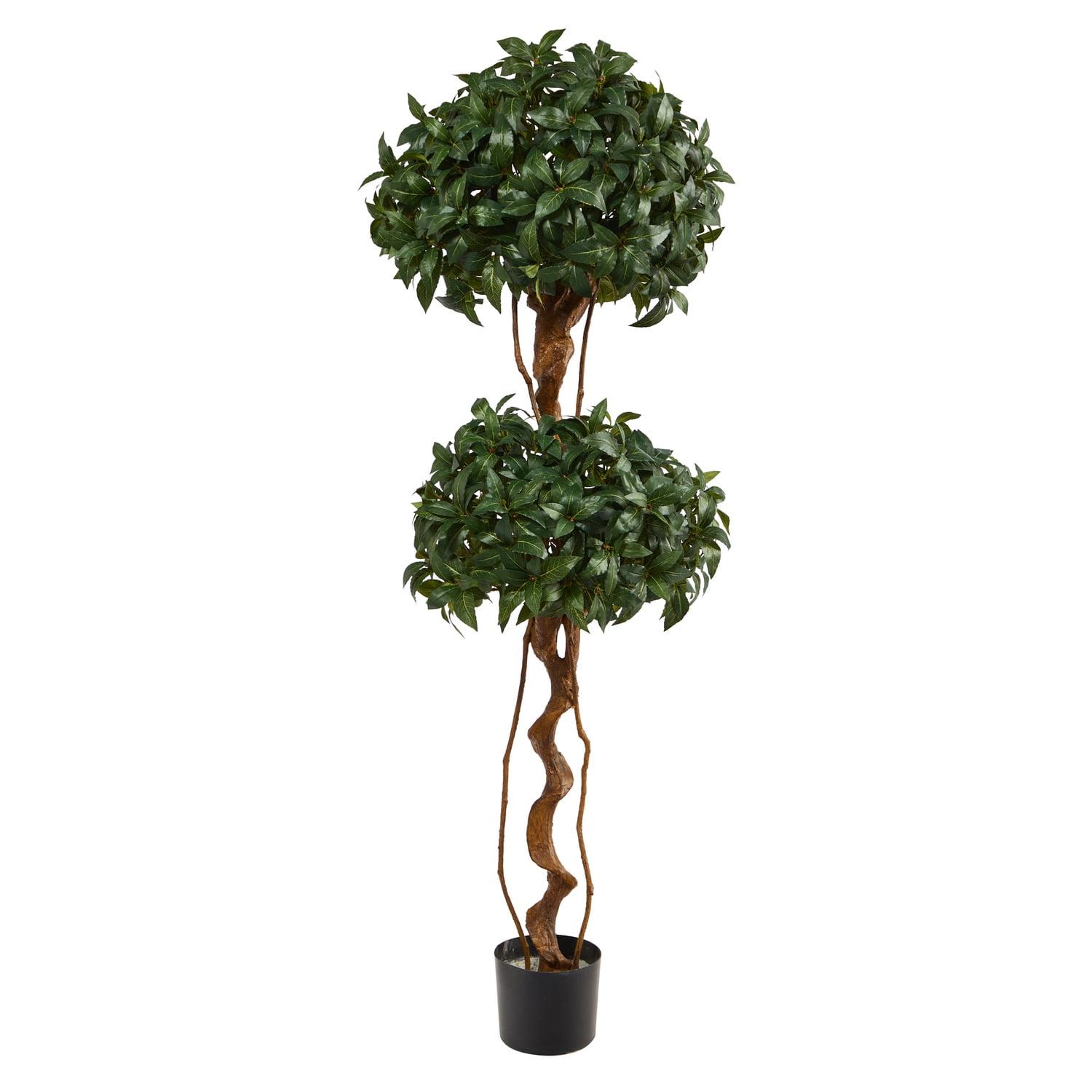 65" Green Silk Double Ball Topiary Tree in Pot