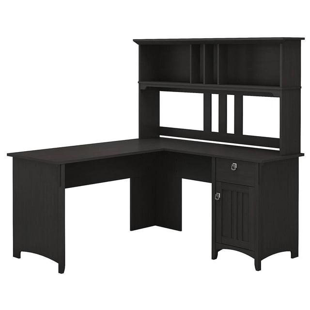 Scranton & Co 60" Wood L Shaped Desk with Hutch in Vintage Black