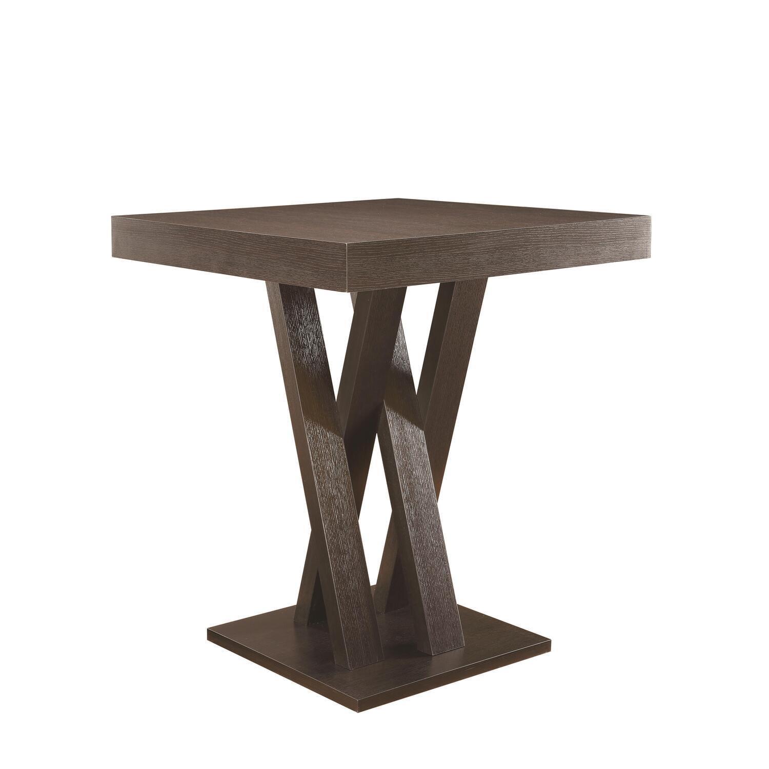 Modern Cappuccino Square Counter-Height Dining Table with Crisscross Base