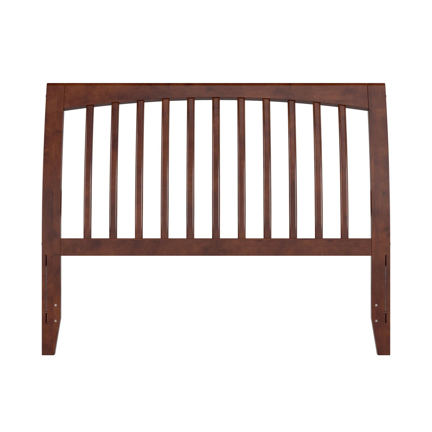 Solid Wood Slat Headboard - Sleigh Design Bed Frame - Walnut Finish - Full, Queen, King Sizes