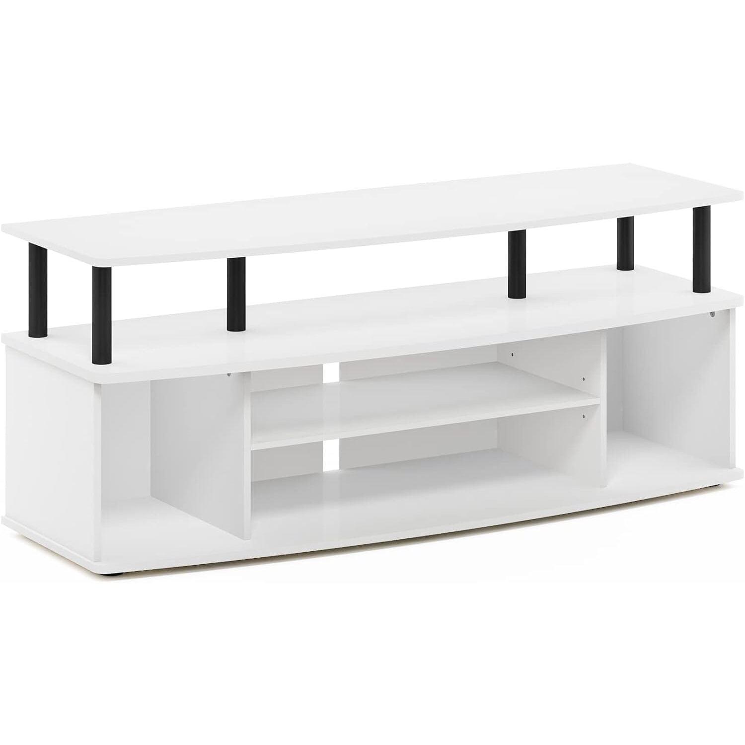 Furinno Modern TV Cabinet Large Entertainment Center Hold up to 55" TV with Open Storage Shelves White/Black