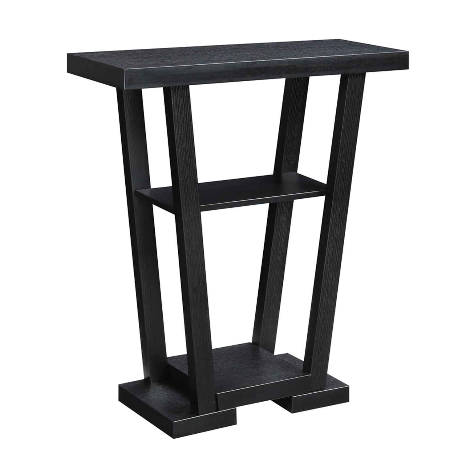 Newport V Sleek Black Console Table with Glass Shelves