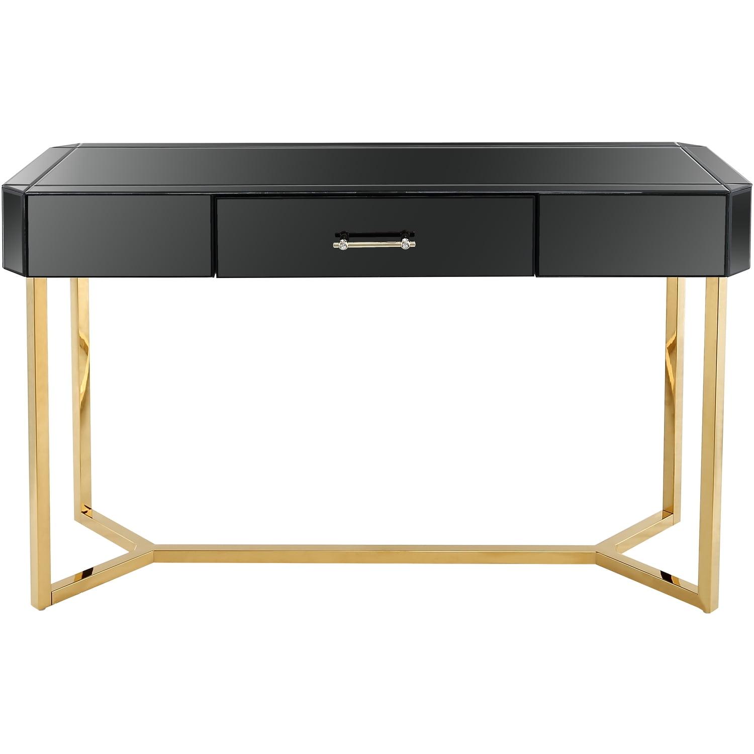 Console Table with Drawer - Black and Gold Accent Decor - 48 inch Entryway Table