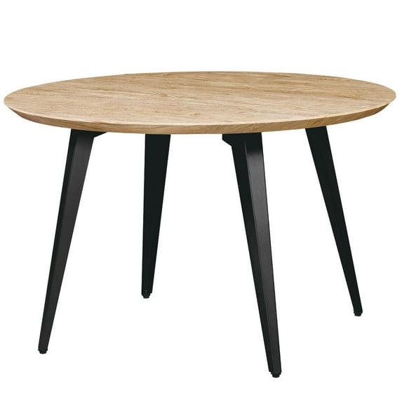Maykoosh Medieval Moods Modern Round Wood 47" Dining Table With Metal Legs