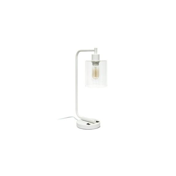 Modern Iron Desk Lamp with USB Port and Glass Shade White - Lalia Home: ETL Listed, No Assembly Required