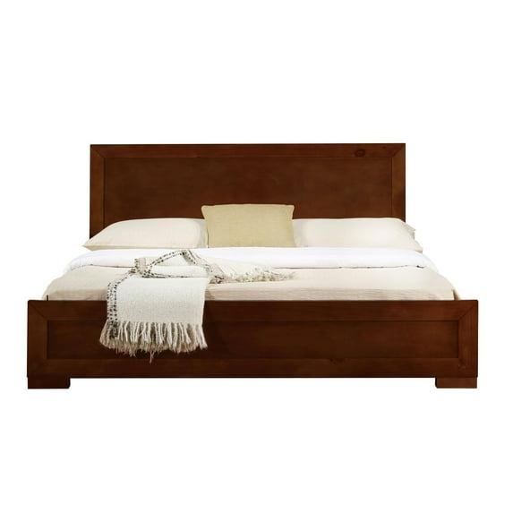 HomeStock Medieval Moods Wooden Platform Bed In Walnut, Slat Included, Queen, Stained Finish Type - 82.28"L x 62.99"W x 35.43"H