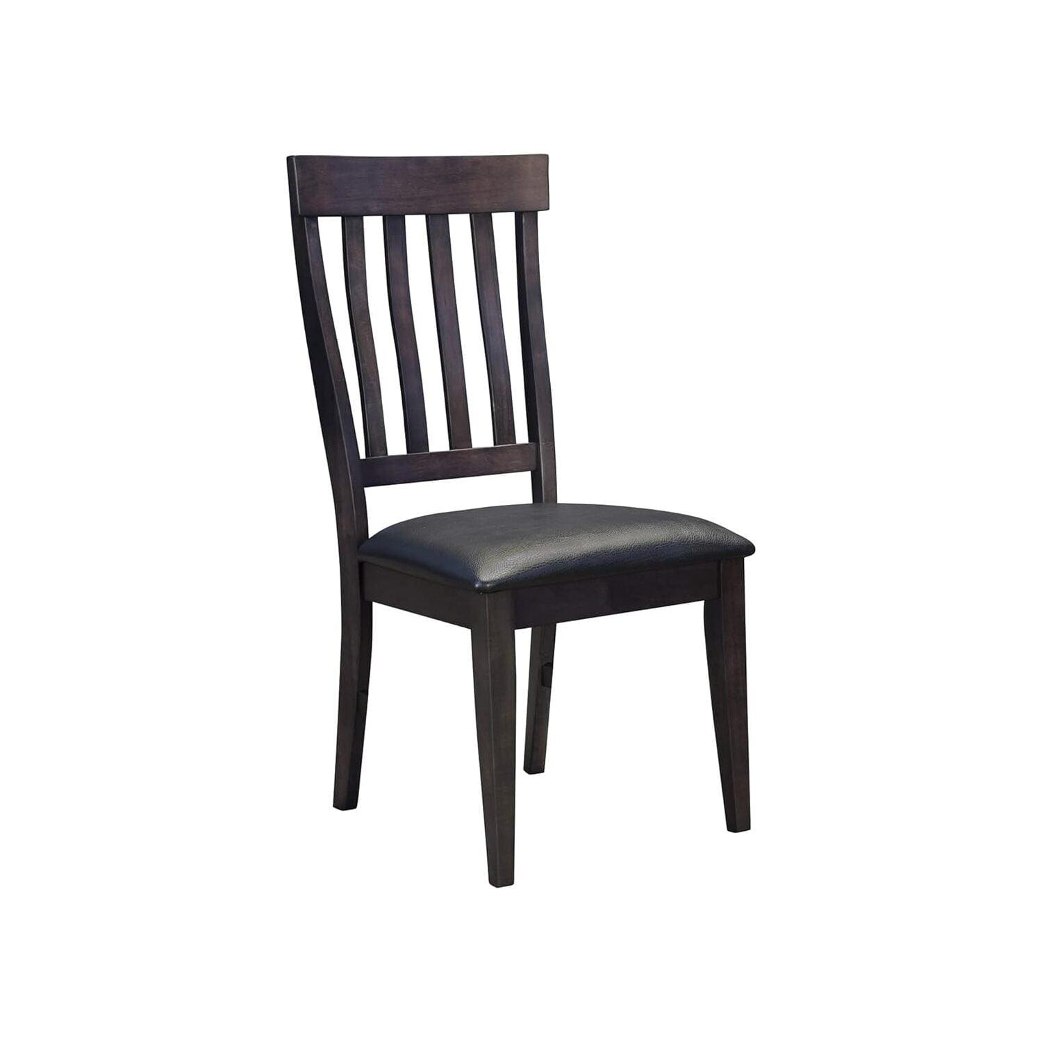 Gray Faux Leather Upholstered Slatback Side Chair with Wood Frame