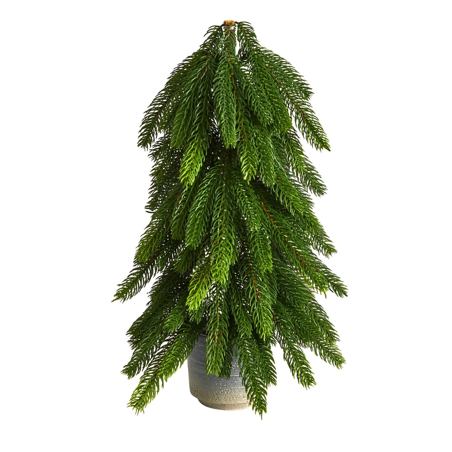 17" Potted Pine Artificial Christmas Tree with Lights