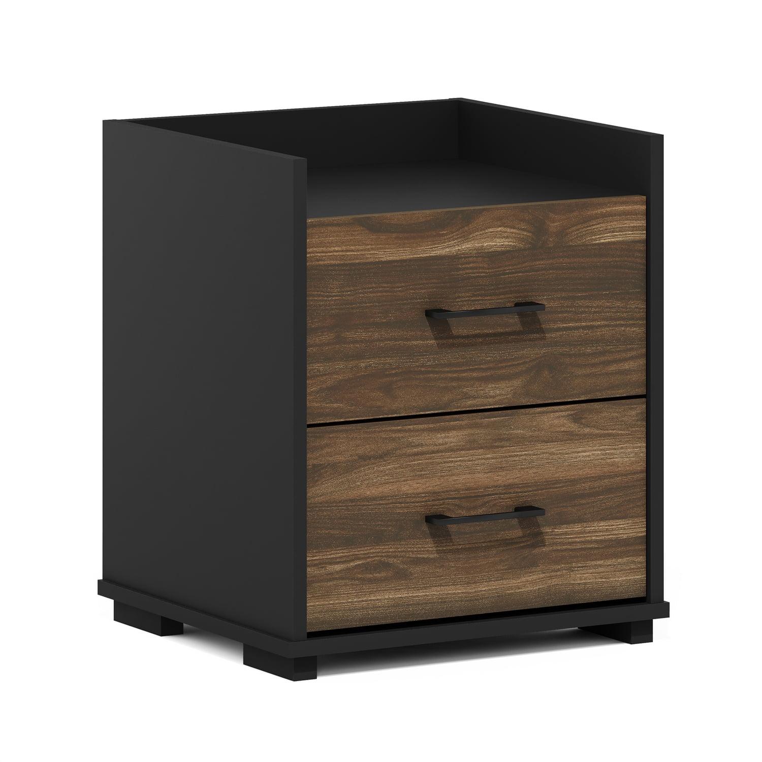 Furinno  Tidur Modern Bedroom Bedside Tables Handle 2-Drawer Chest Nightstand