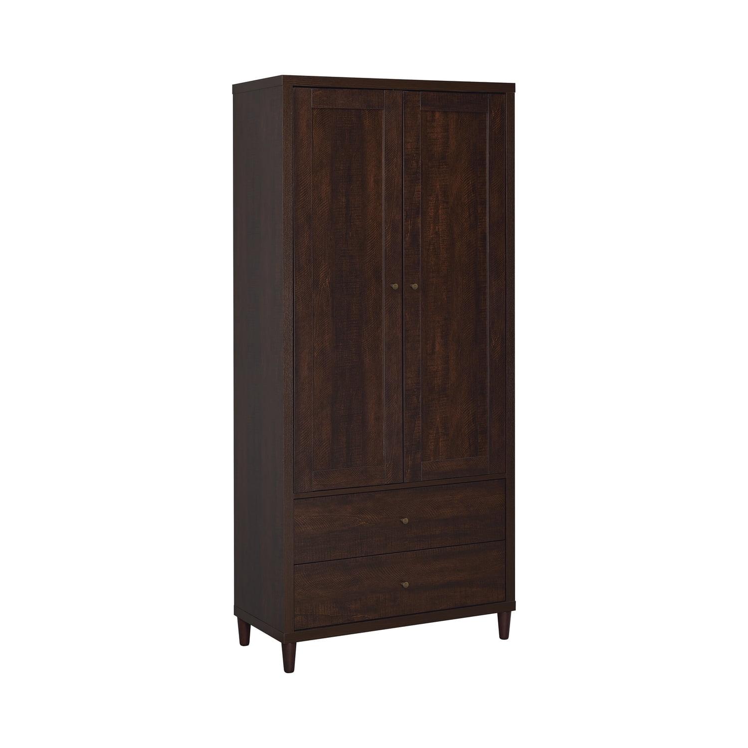 Rustic Tobacco Tall 2-Door Accent Cabinet with Adjustable Shelving