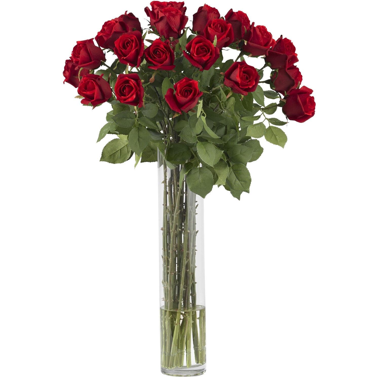 Elegant Rosebud 42" Silk Flower Arrangement with Decorative Vase