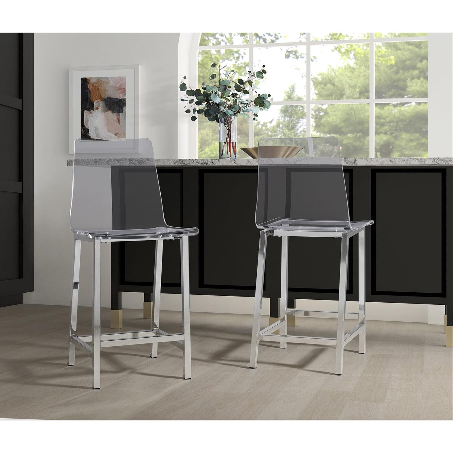 Clear Acrylic and Metal Glam Bar Stools, 30'' Set