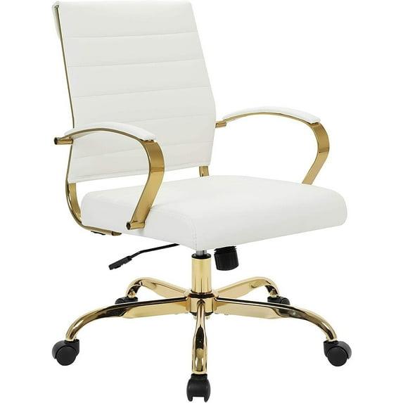 Everly Quinn Naudain Leather Office Chair – Modern Executive Swivel Task Chair with Wheels, Adjustable Height & Padded Arms for Desk or Conference Room