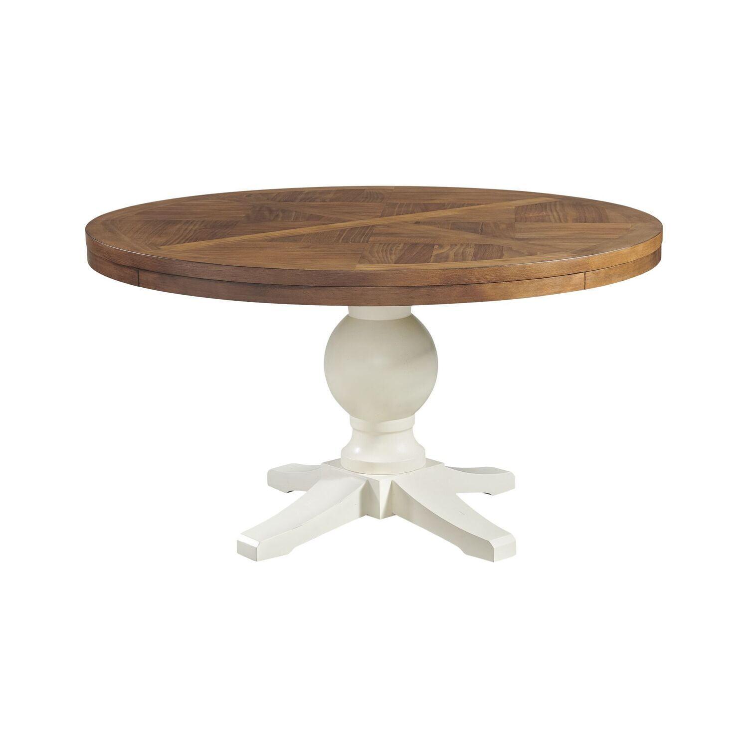 Barrett Round Standard Height Dining Table Natural/White - Picket House Furnishings: Pedestal Base, Seats 4