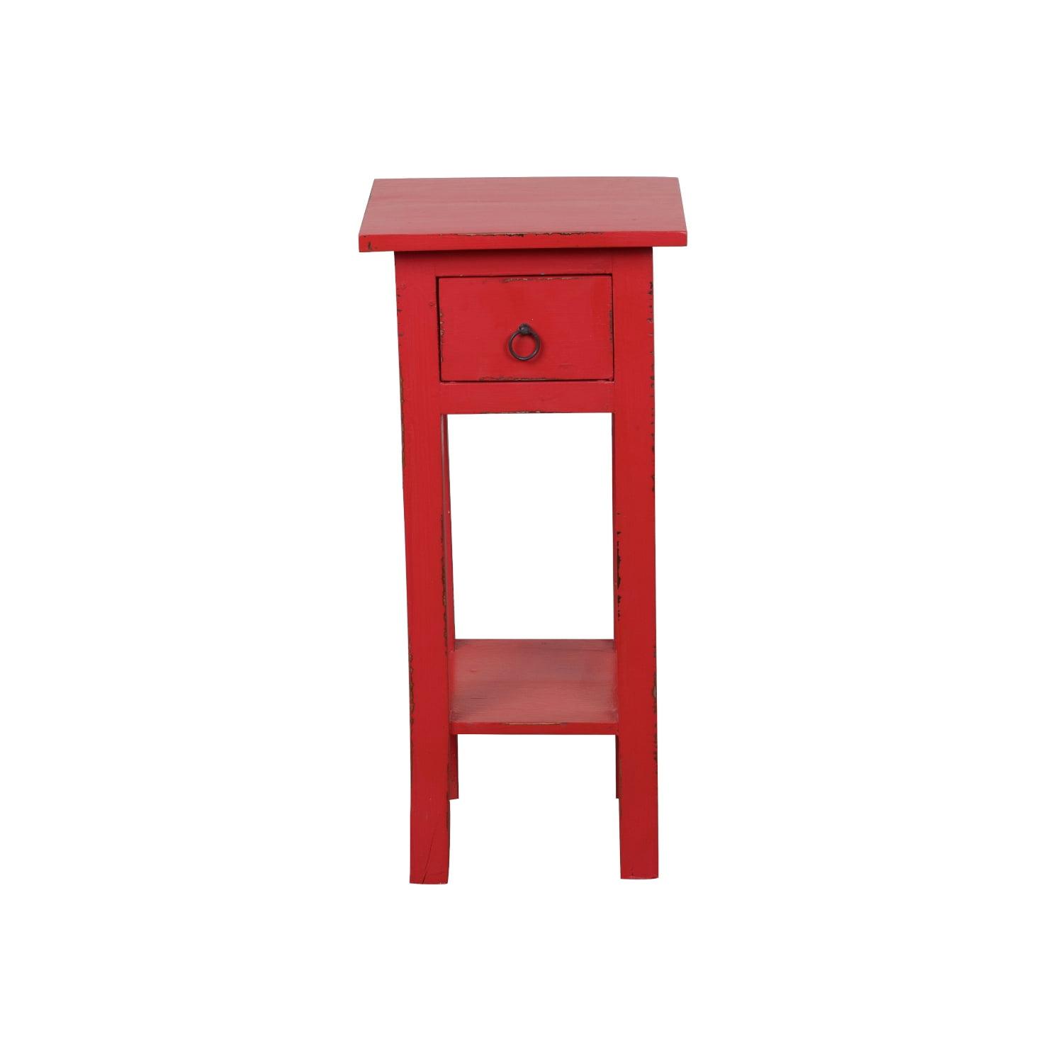 Sunset Trading Cottage Narrow Wood Side Table in Distressed Antique Red