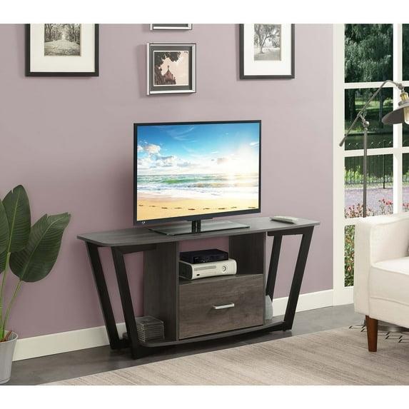 Convenience Concepts Graystone 60 inch 1 Drawer TV Stand with Shelves, Charcoal Gray/Black
