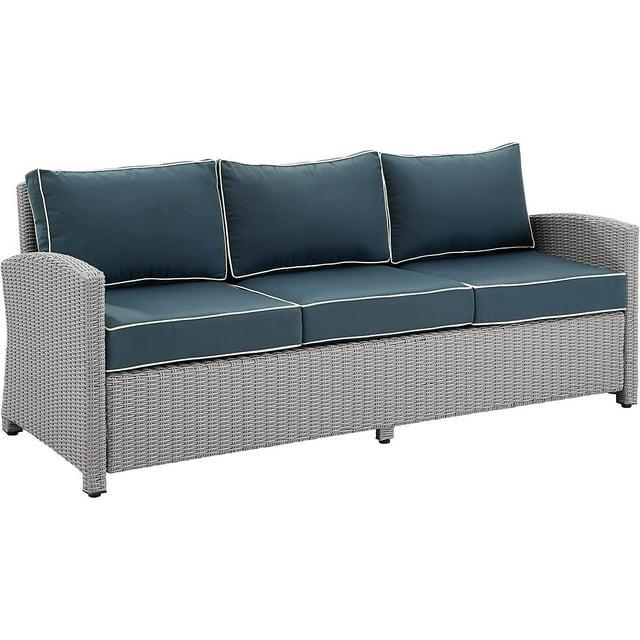 Bradenton Outdoor Wicker Sofa: Steel Frame, Moisture-Resistant Cushions, UV-Resistant - Crosley