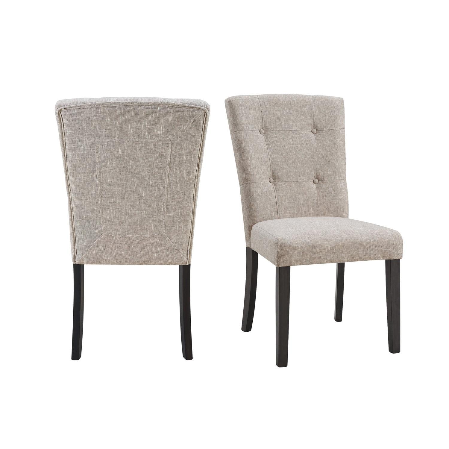 Beige Linen Upholstered Tufted Side Chair Set