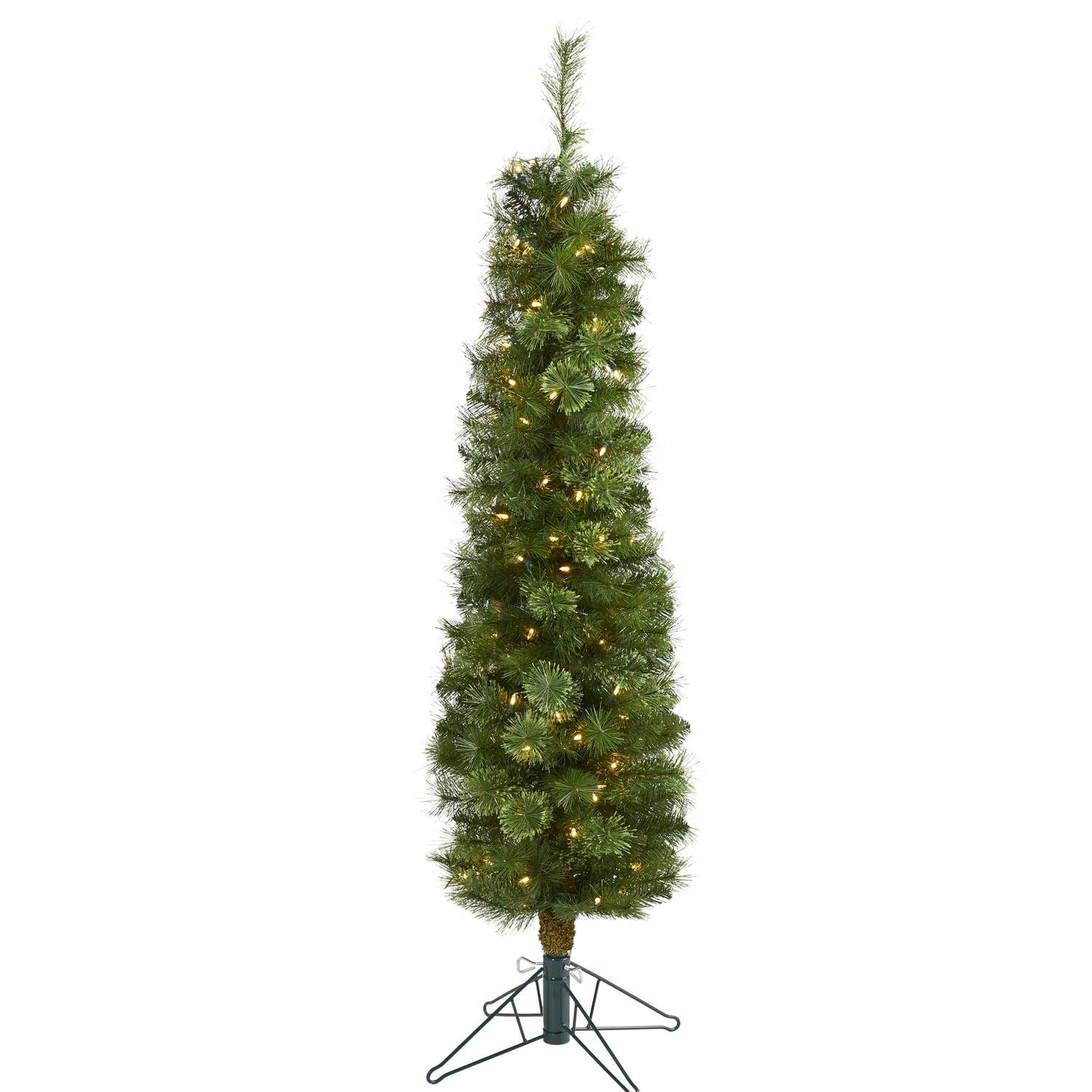 Nearly Natural 5' Green Pencil Prelit LED Multifunction Light Artificial Christmas Tree