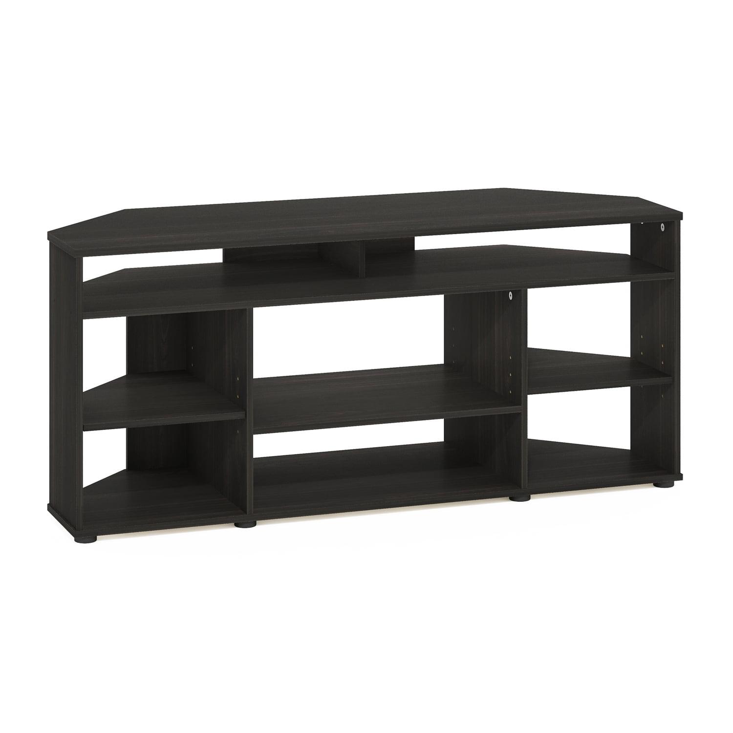 Espresso Composite Wood Corner TV Stand with Multiple Shelves