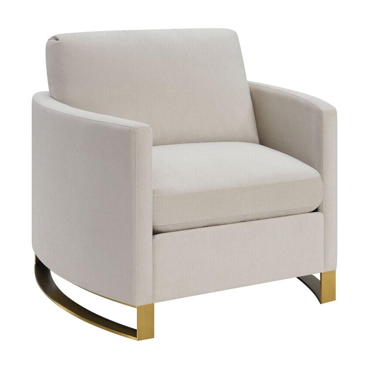 Coaster Contemporary Chenille Upholstered Arched Arms Chair in Beige