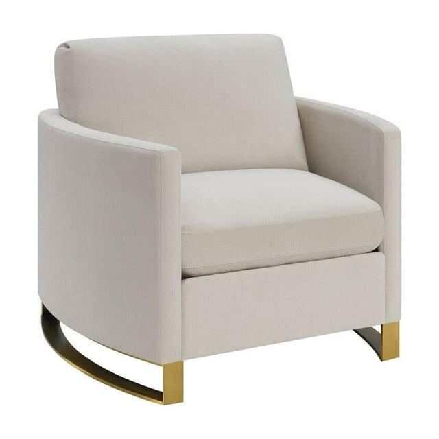 Coaster Contemporary Chenille Upholstered Arched Arms Chair in Beige