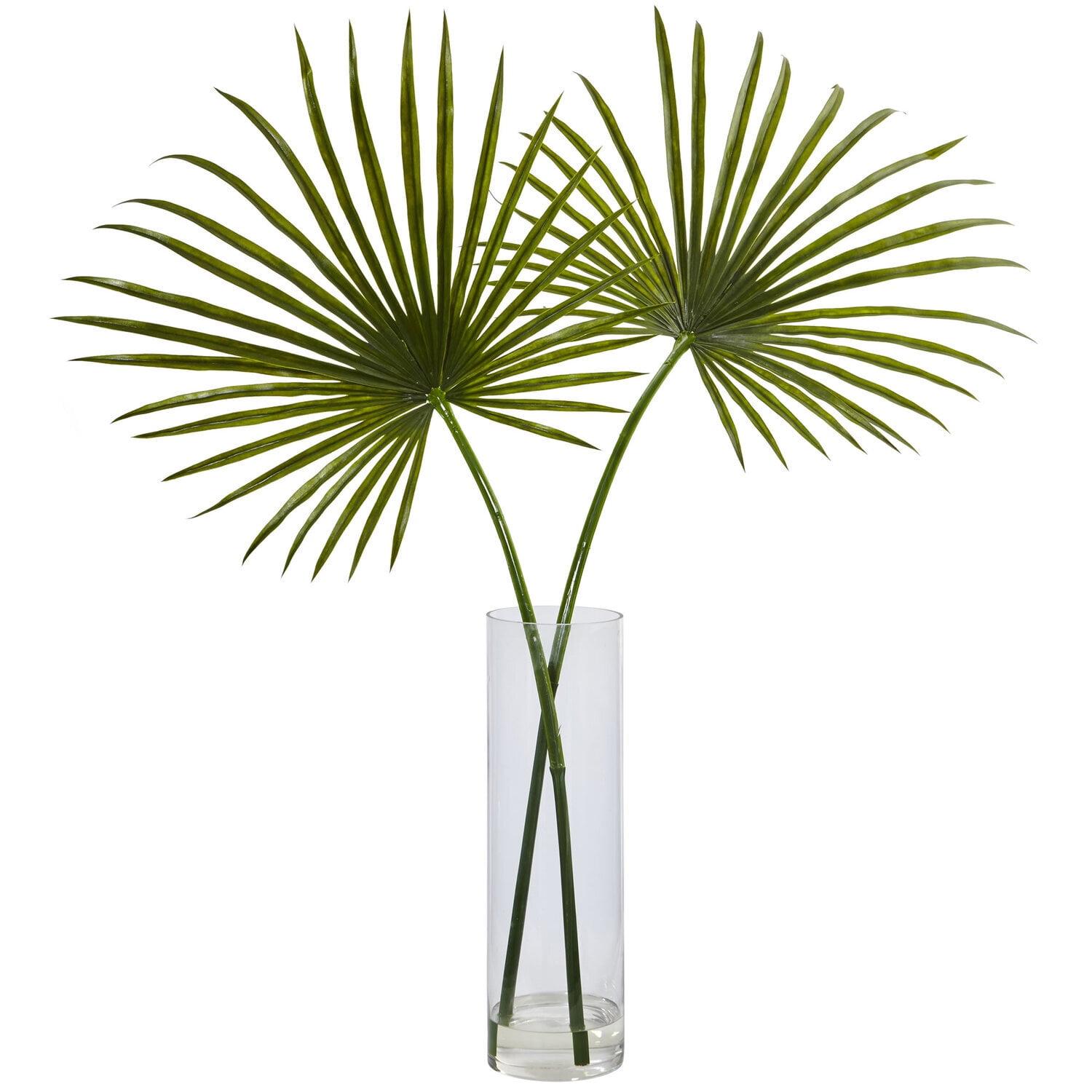 Tropical Fan Palm 49" Artificial Arrangement in Clear Glass Vase