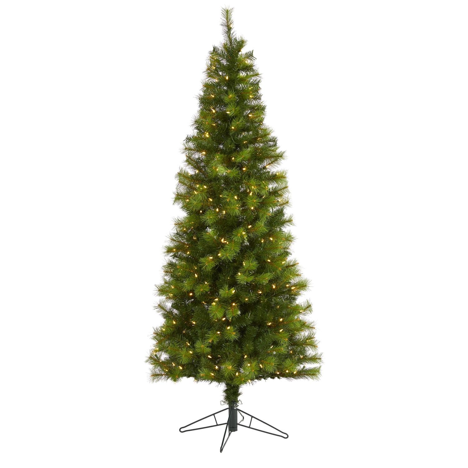 6.5-Foot Green Pine Artificial Christmas Tree with Warm White LED Lights