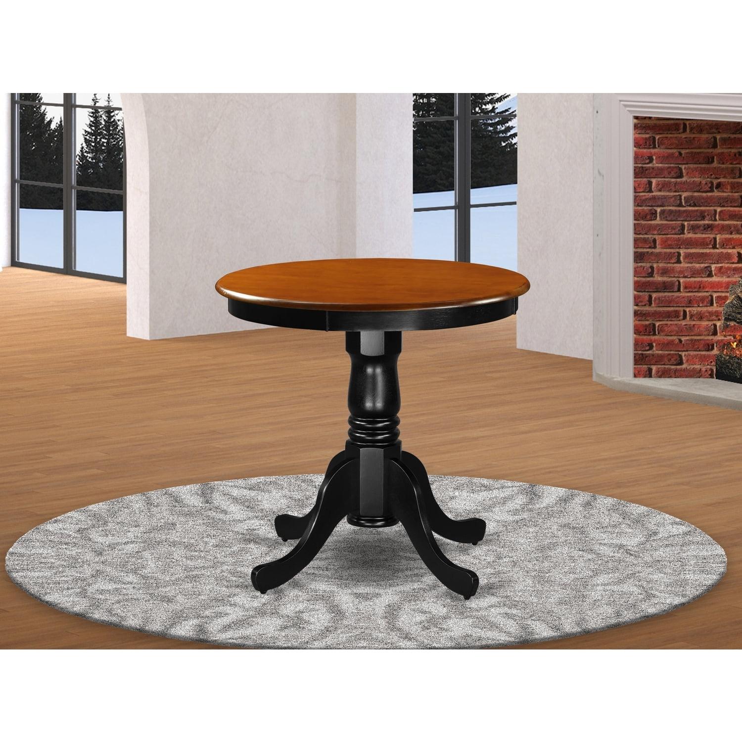 Contemporary Round Wood Extendable Dining Table in Black