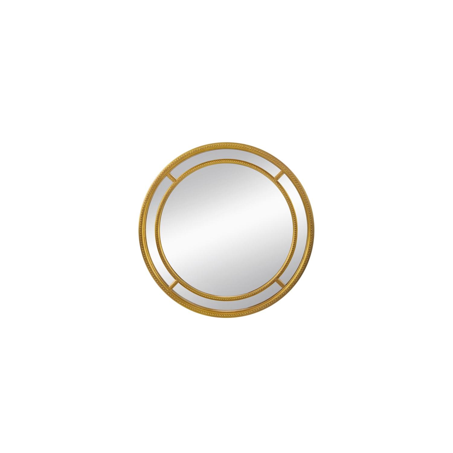 A&B Home Beaded Framed Round Wall Mirror - 35.5"Dia. x 1.5" - Gold