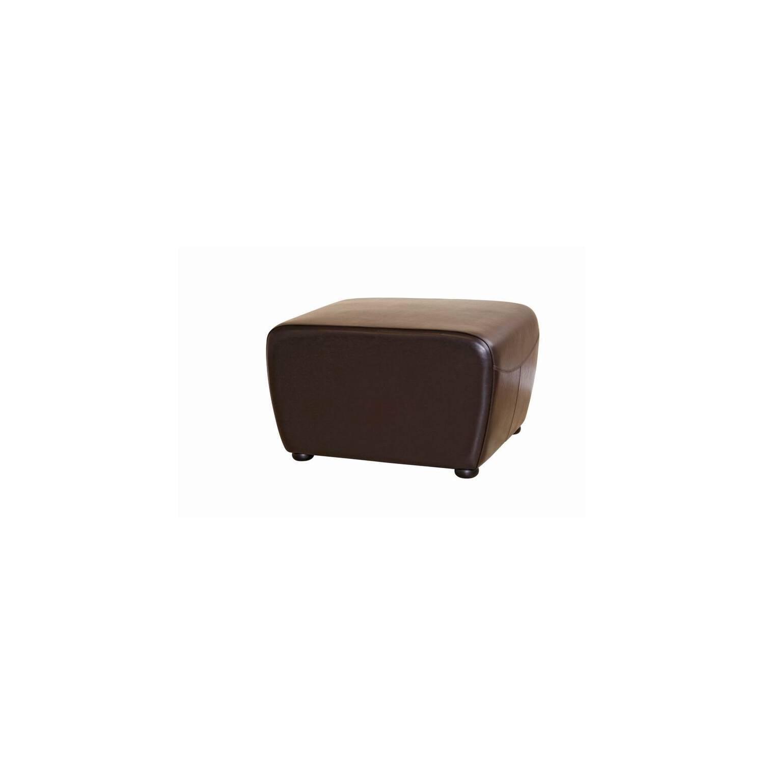 Full Leather Ottoman with Rounded Sides - Baxton Studio